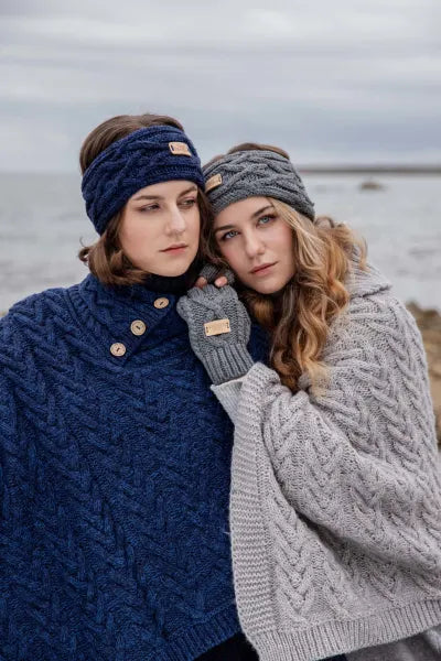 Aran Cable Knit Headband - Navy
