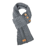 Celtic Cable Button Wrap Scarf - Slate