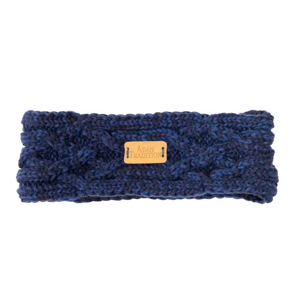 Aran Cable Knit Headband - Navy