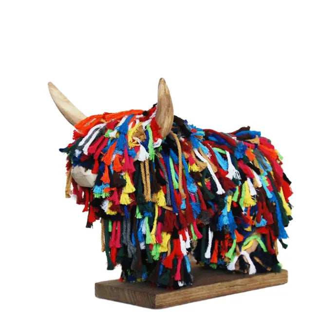 Morag Standing Mini Multi Coloured Cotton Highland Cow Figure