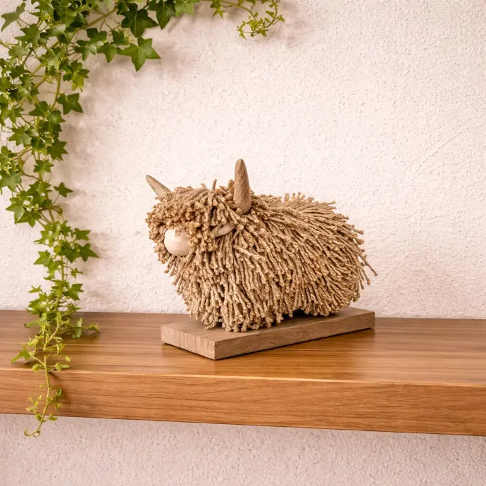 Morag Standing Teeny Natural Jute Highland Cow Figure