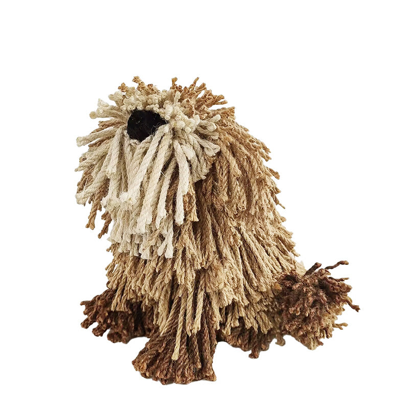 Dougal Puppy Natural & Cream Jute Small Sitting Dog Figure