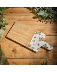 Evergreen Fir & Pinecone Mango Wood & Enamel Trivet / Serving Platter