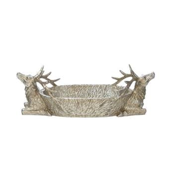 Antique Grey Wood Effect Stag Bowl