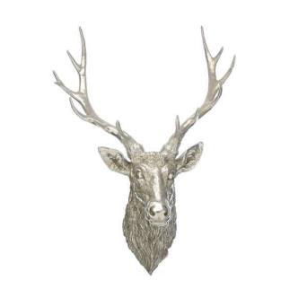 Antique Silver Effect Stags Head Wall Hanger (77cm)
