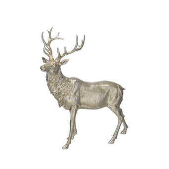 Antique Silver Effect Standing Stag Figurine (50cm)