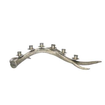 Antique Silver Effect Antler Six Candle Holder (59cm)