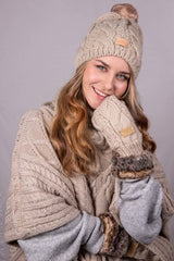 Aran Knitted Tammy Hat - Oatmeal / Natural