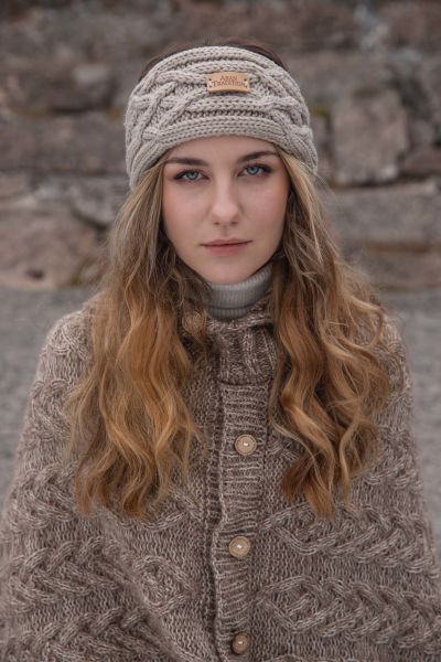 Aran Cable Knit Headband - Oatmeal