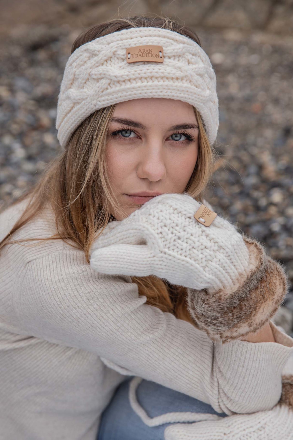 Aran Cable Knit Headband - Cream