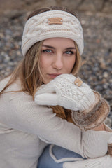 Aran Cable Knit Headband - Cream