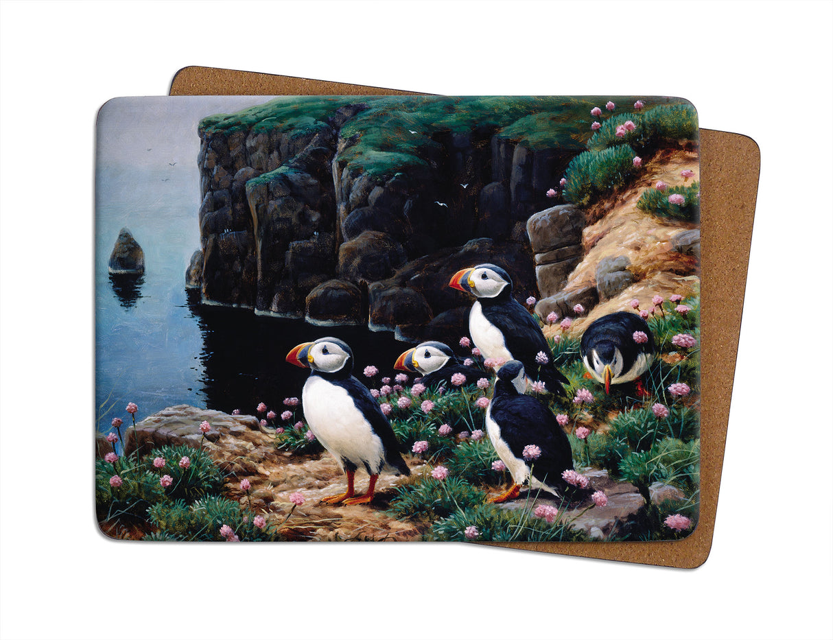 Puffins At The Cliff Edge Julian Friers Placemat