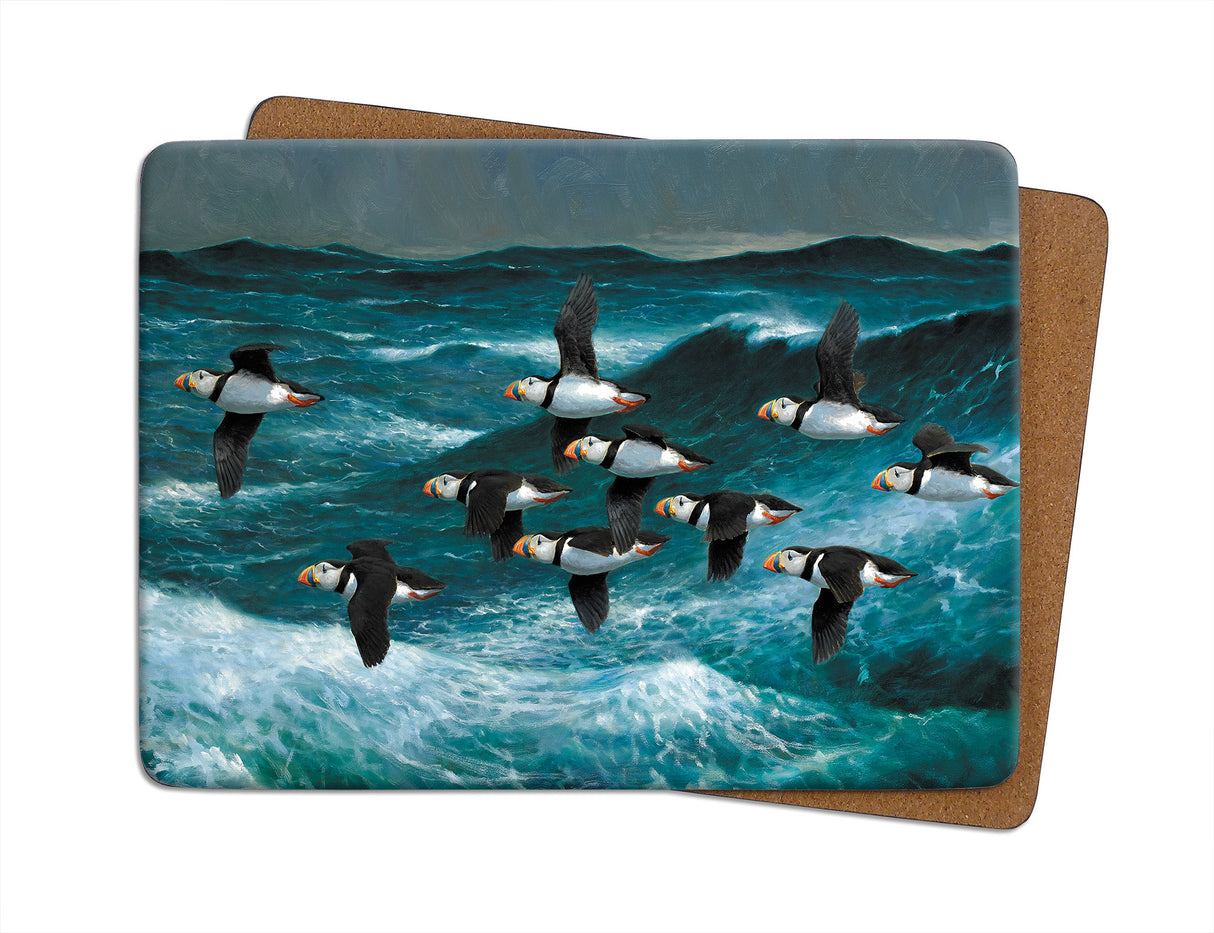 Puffins In Flight Julian Friers Placemat