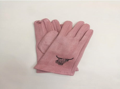Pink Highland Cow Detail Glove (one size)