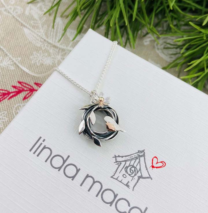 Ruben the Robin Necklace - Silver & 9ct Gold