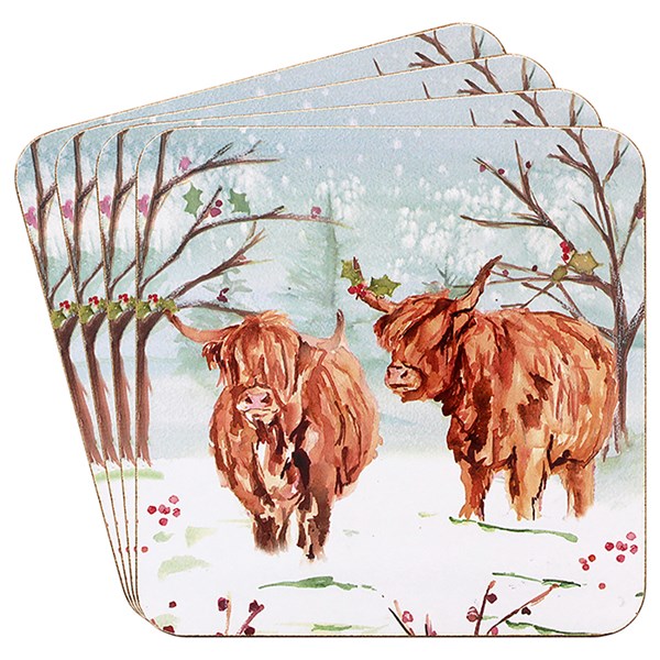 Jennifer Rose Christmas Highland Cow Set of 4 Placemats