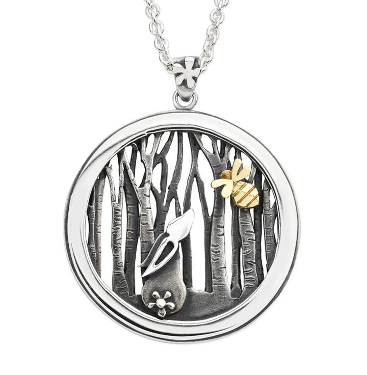 Bunny & Bee Necklace - Silver & 9ct Gold