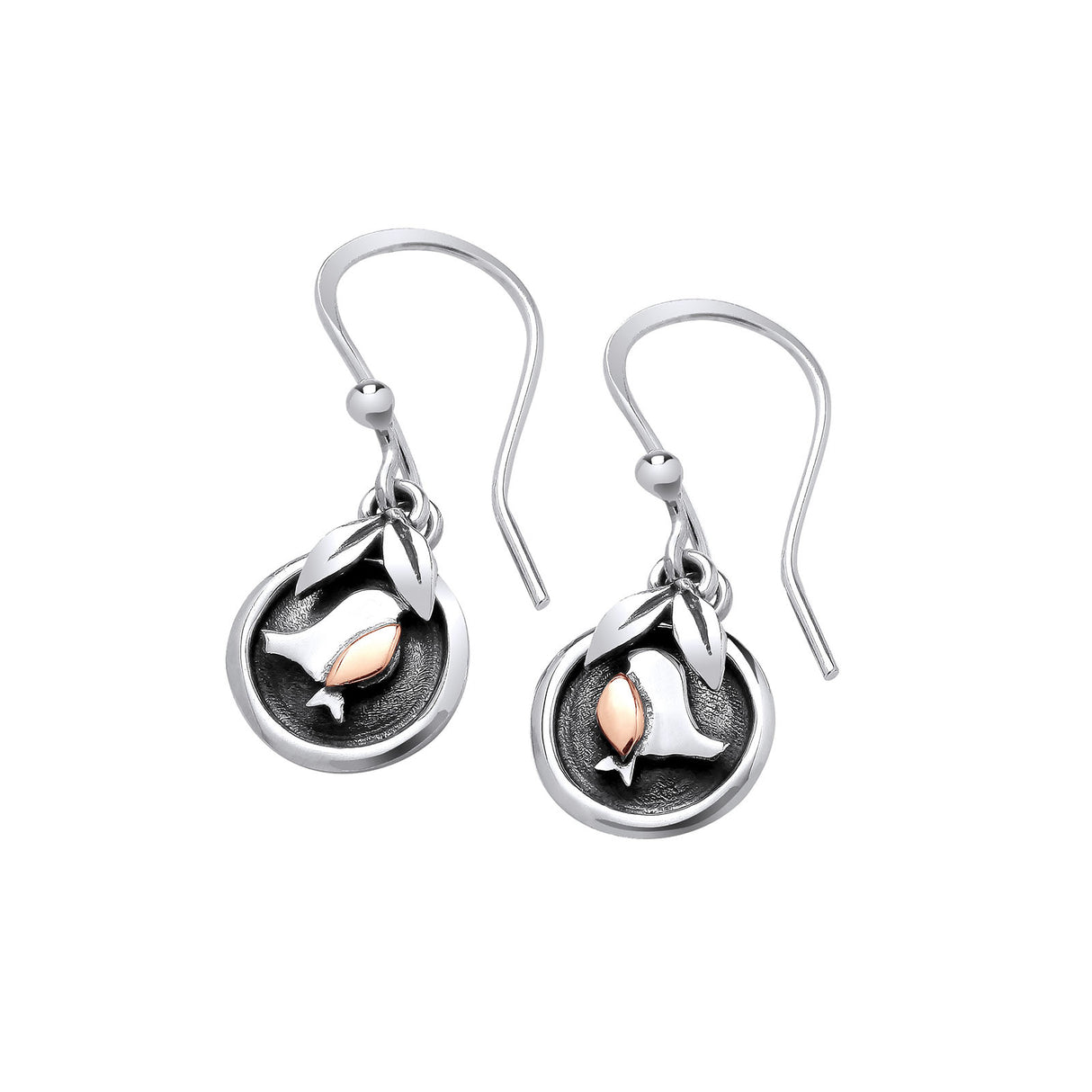 Enchanted Tales Robin Drop Earrings - Silver & 9ct Gold