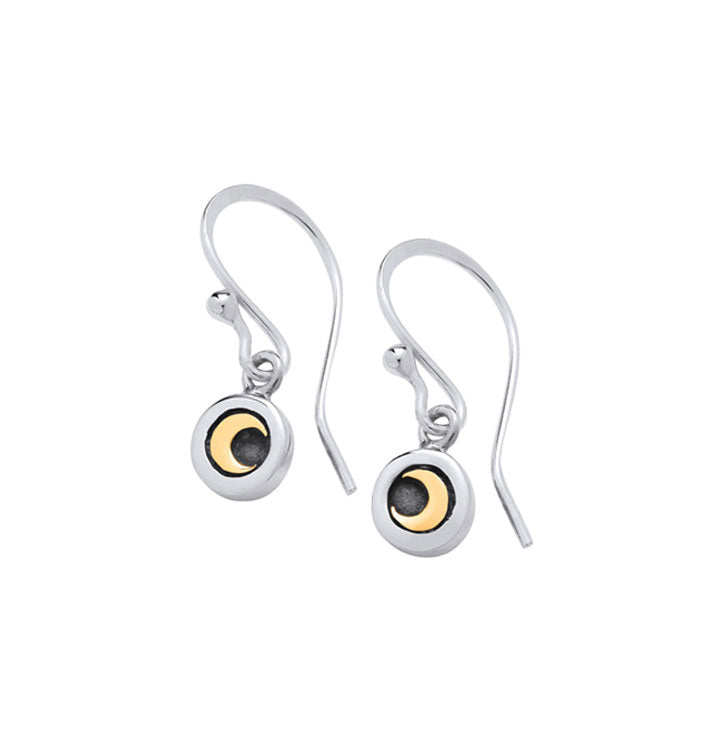 Moondance Drop Earrings - Silver & 9ct Yellow Gold