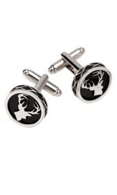 Stags Head on Black Round cufflinks