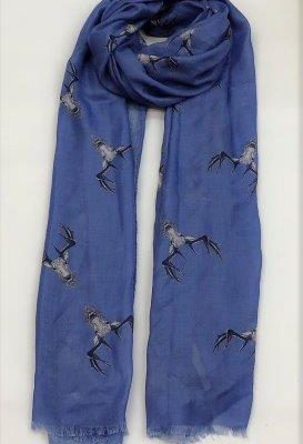 Blue Lightweight Cashmere Blend Stag Scarf