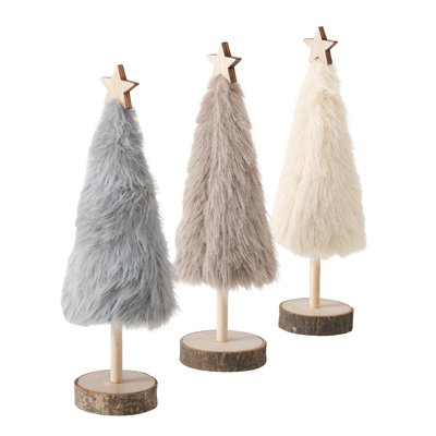 Small “Yeti” Faux Fur Christmas Tree 23cm Tall, Available in Three Assorted Colours