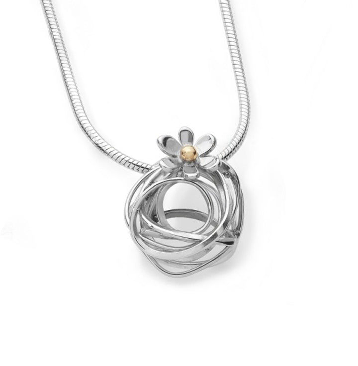 Scribbles Necklace - Silver & 9ct Yellow Gold