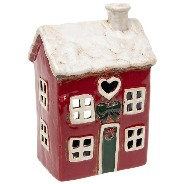 Village Pottery  Christmas Heart  House Tealight