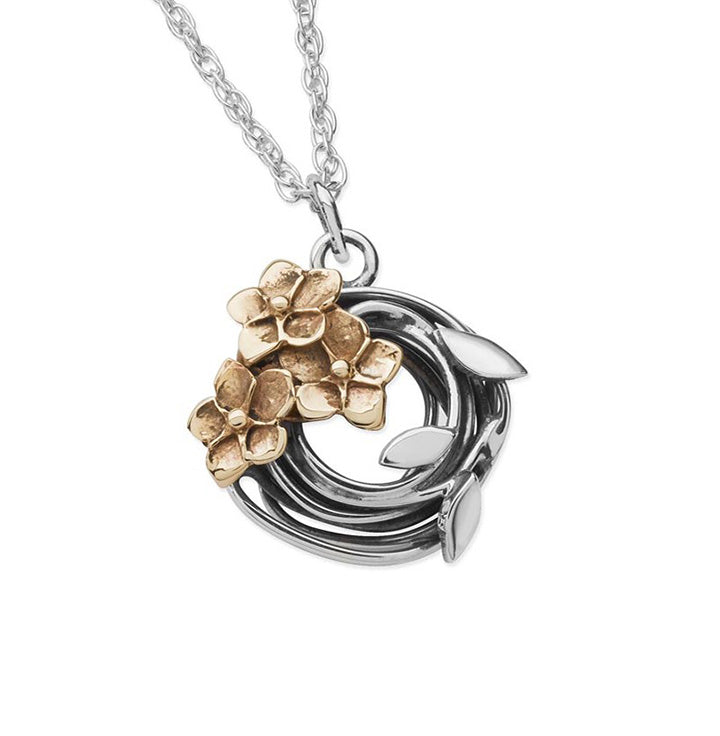 Entwined Necklace Forget Me Not- Silver & 9ct Gold