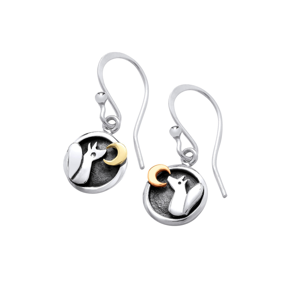 Enchanted Tales Felix The Fox Drop Earrings - Silver & 9ct Gold