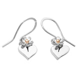 Hearts & Flowers Earrings - Silver & 9ct Yellow Gold