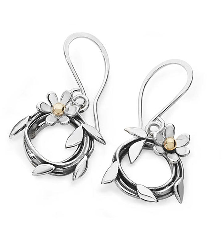 Entwined Earrings Daisy - Silver & 9ct Gold