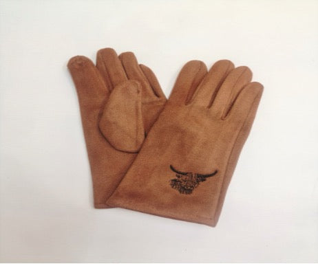 Beige Highland Cow Detail Glove (one size)