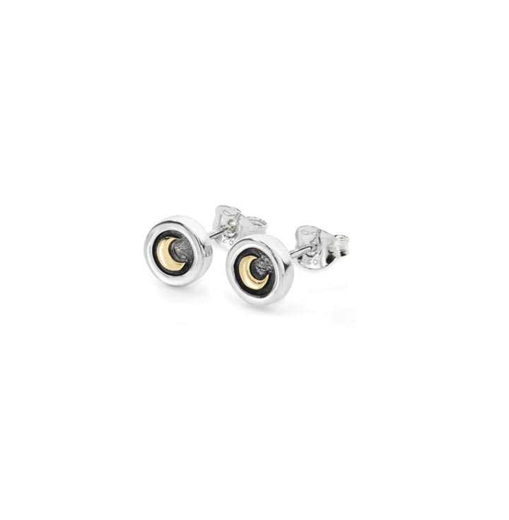Moondance Stud Earrings - Silver & 9ct Yellow Gold