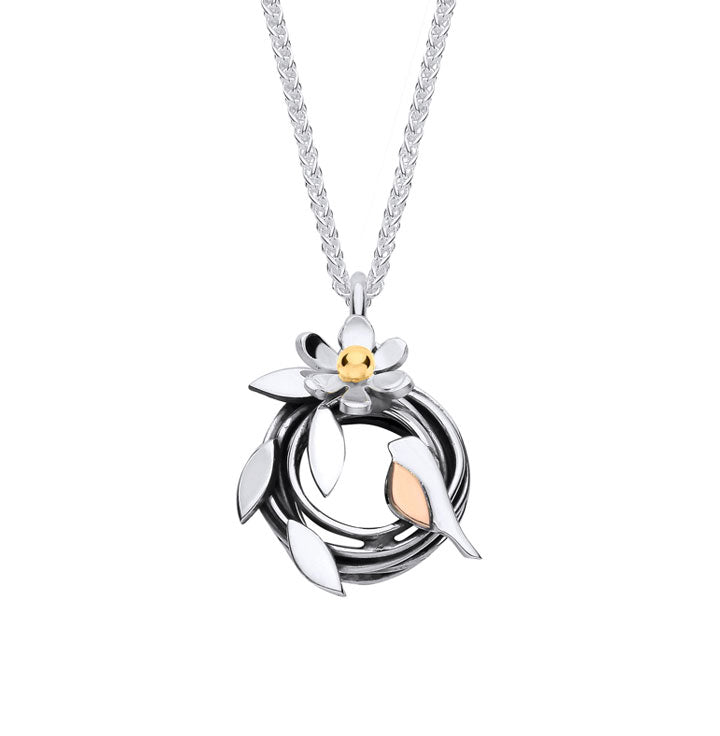 Ruben the Robin Necklace - Silver & 9ct Gold
