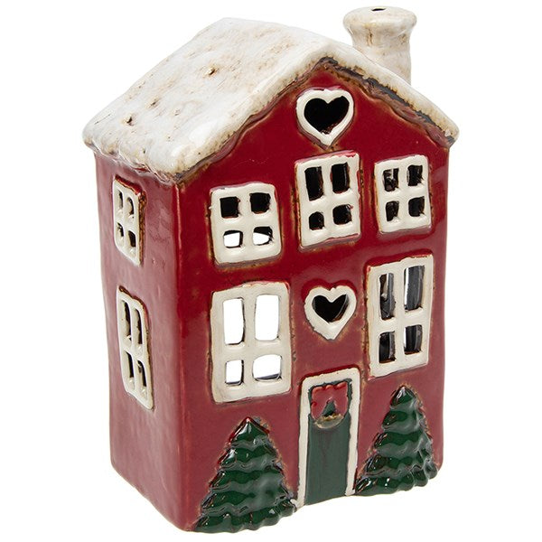 Village Pottery  Christmas Heart & Trees  House Tealight