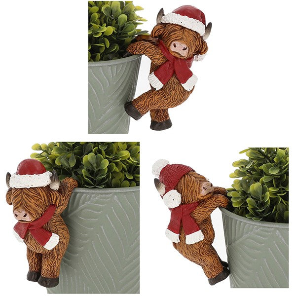 Christmas Highland Cow Happy Pot Hangers