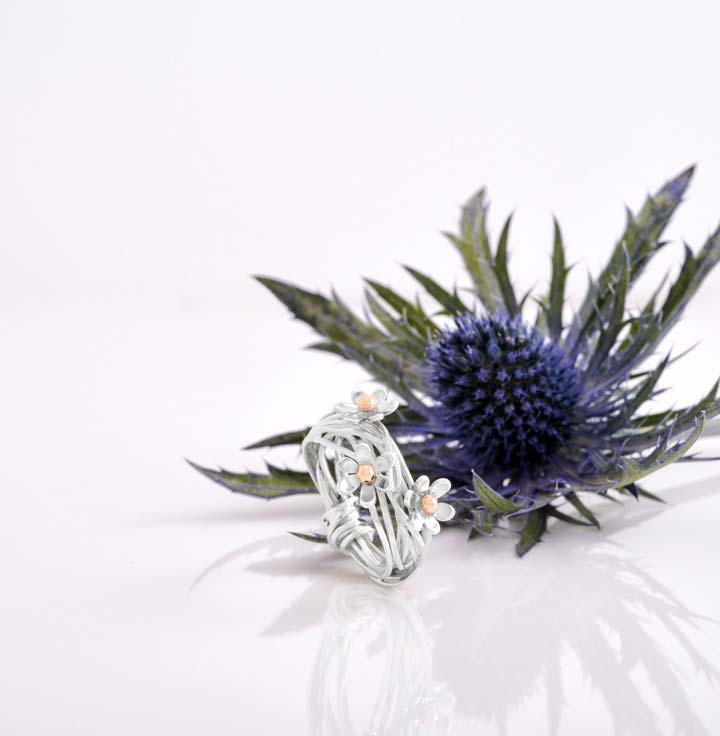 Scribbles Ring - Silver & 9ct Yellow Gold