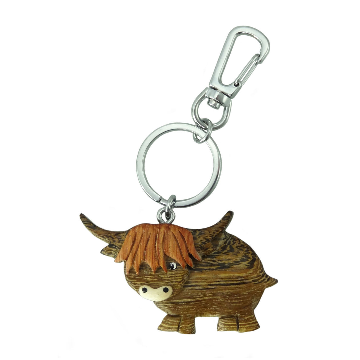 Wooden Highland Cow Keyring