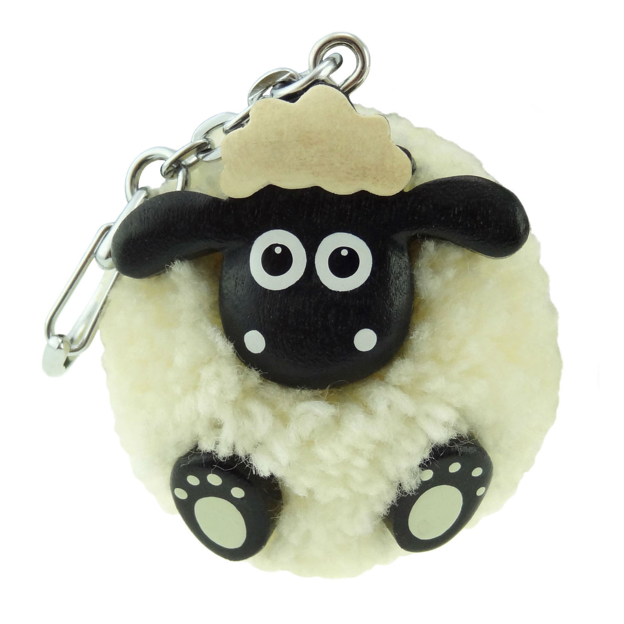 Black faced Sheep PomPom Keyring