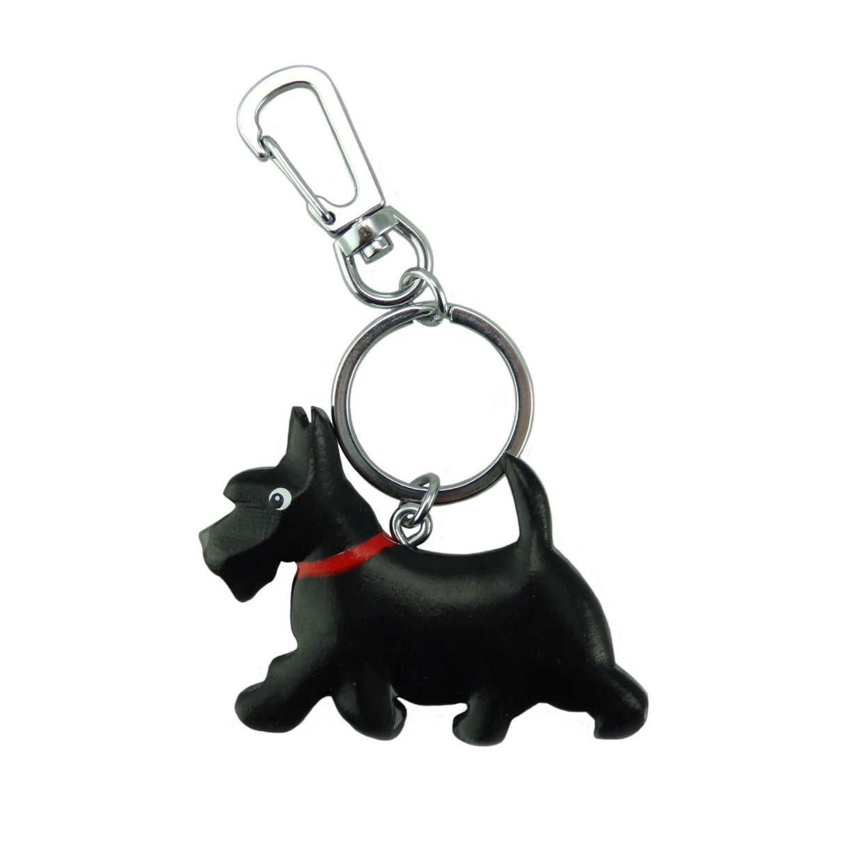 Wooden Scottie Dog Keyring