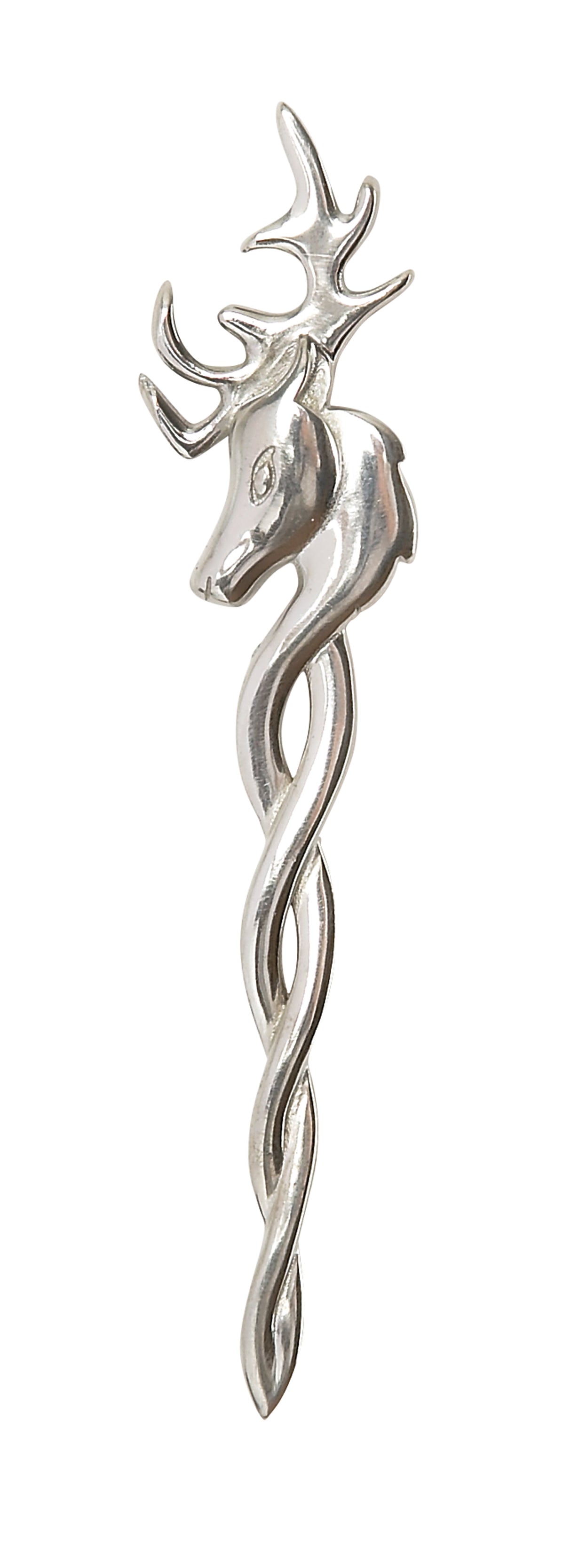 Stag Celtic Weave Polished Kilt Pin