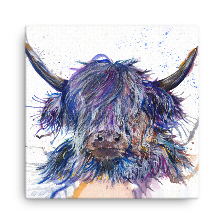 Splatter Scruffy Coo Mini Canvas (20cmx20cm)