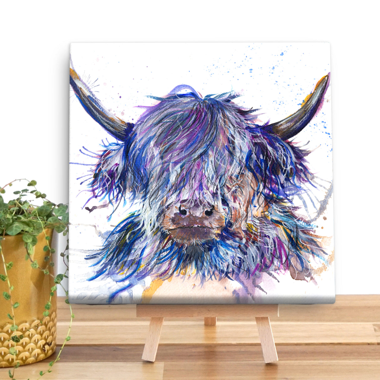 Splatter Rainbow Stag Large Canvas (40cmx40cm)