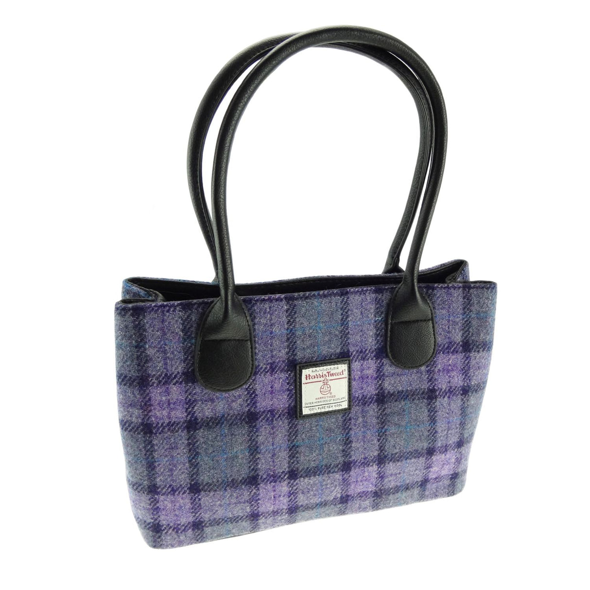 Cassley Harris Tweed Classic Large Bag Bold Purple Check