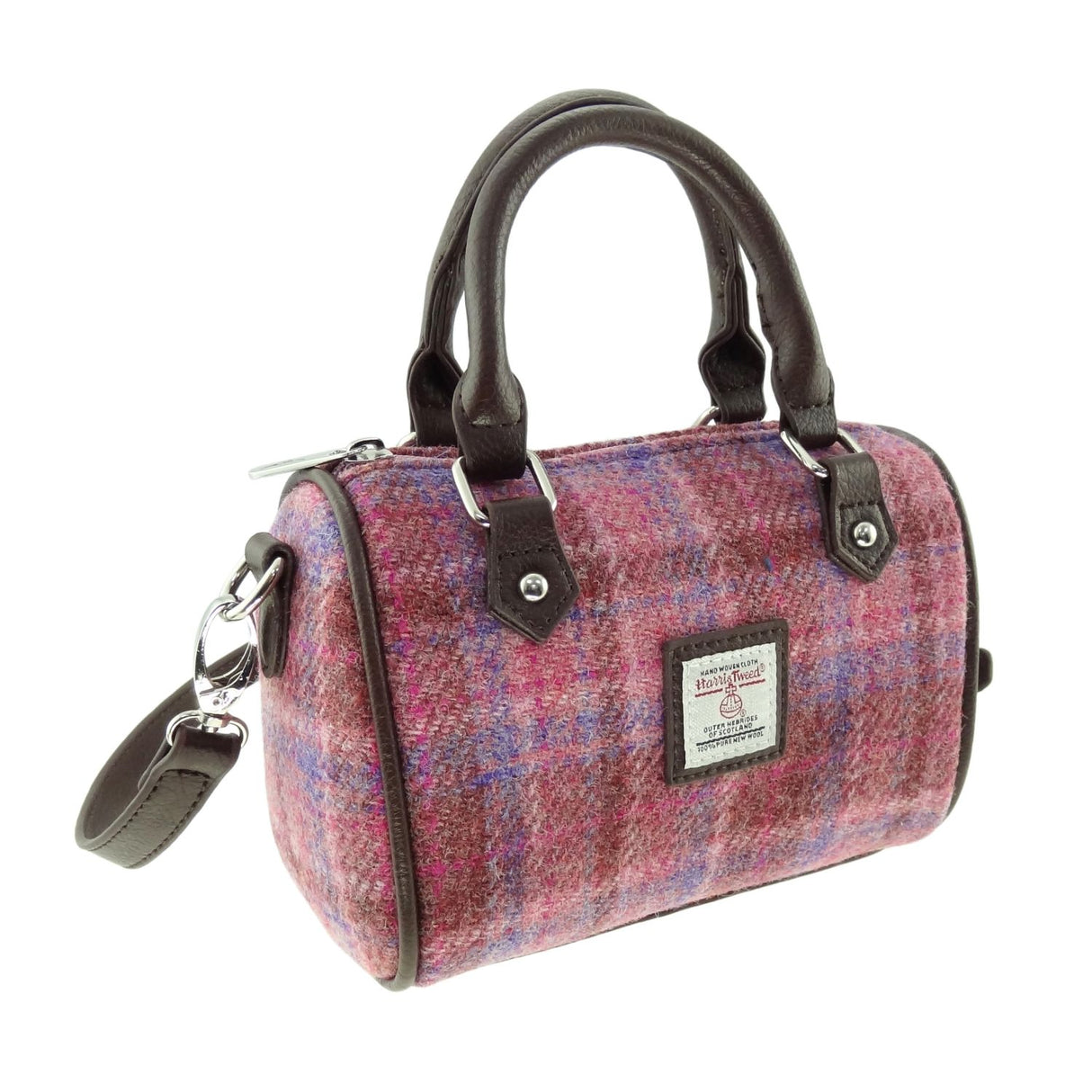 Kilbride Harris Tweed Mini Bowling Bag Pink Check