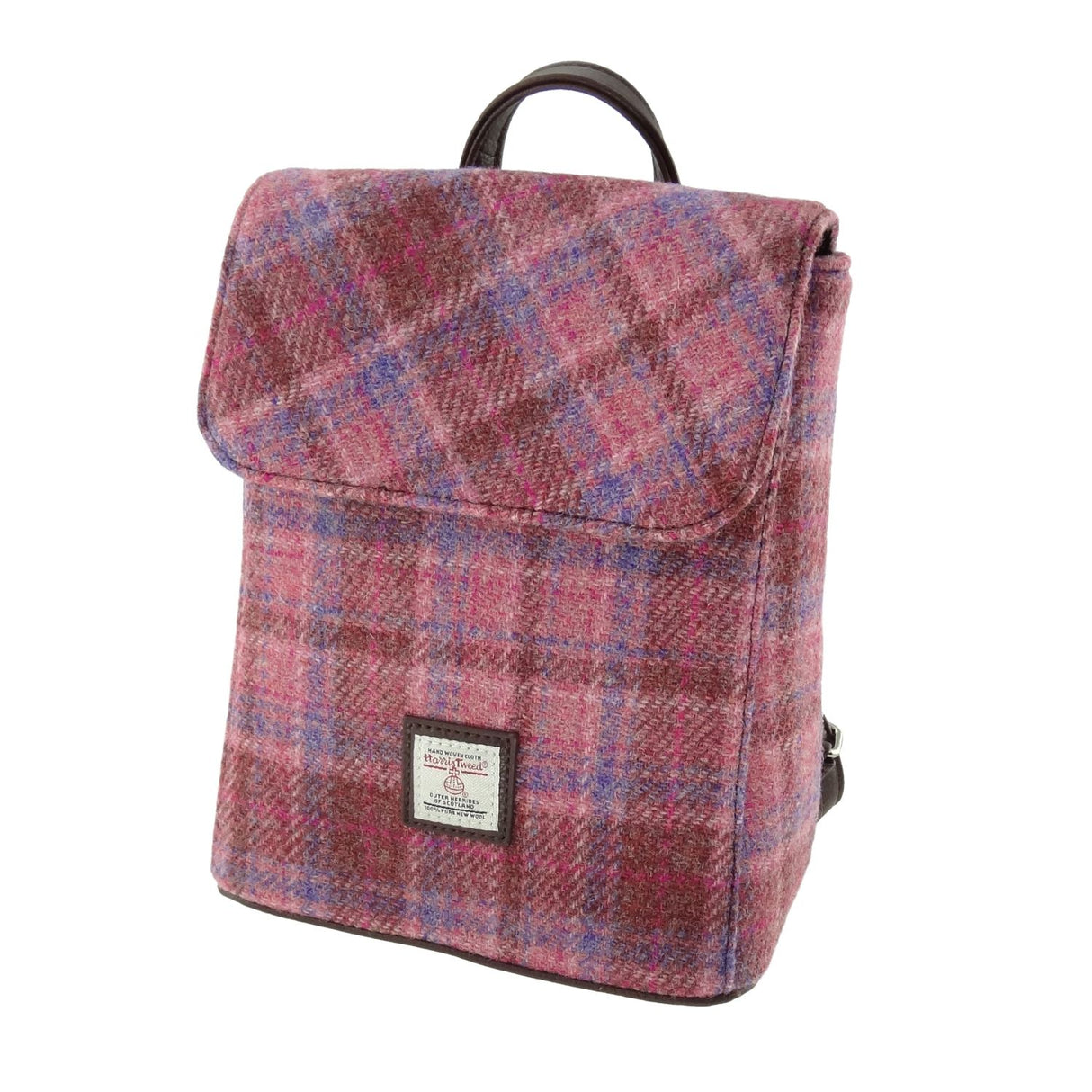 Tummel Harris Tweed Mini Backpack Pink Check