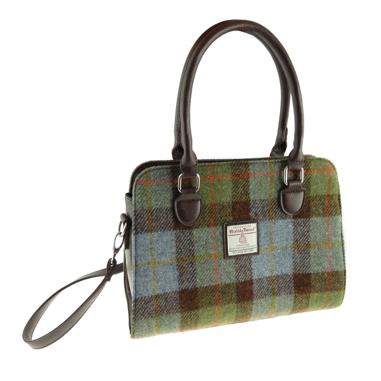 Findhorn Harris Tweed Structured Handbag with Shoulder Strap MacLeod Tartan