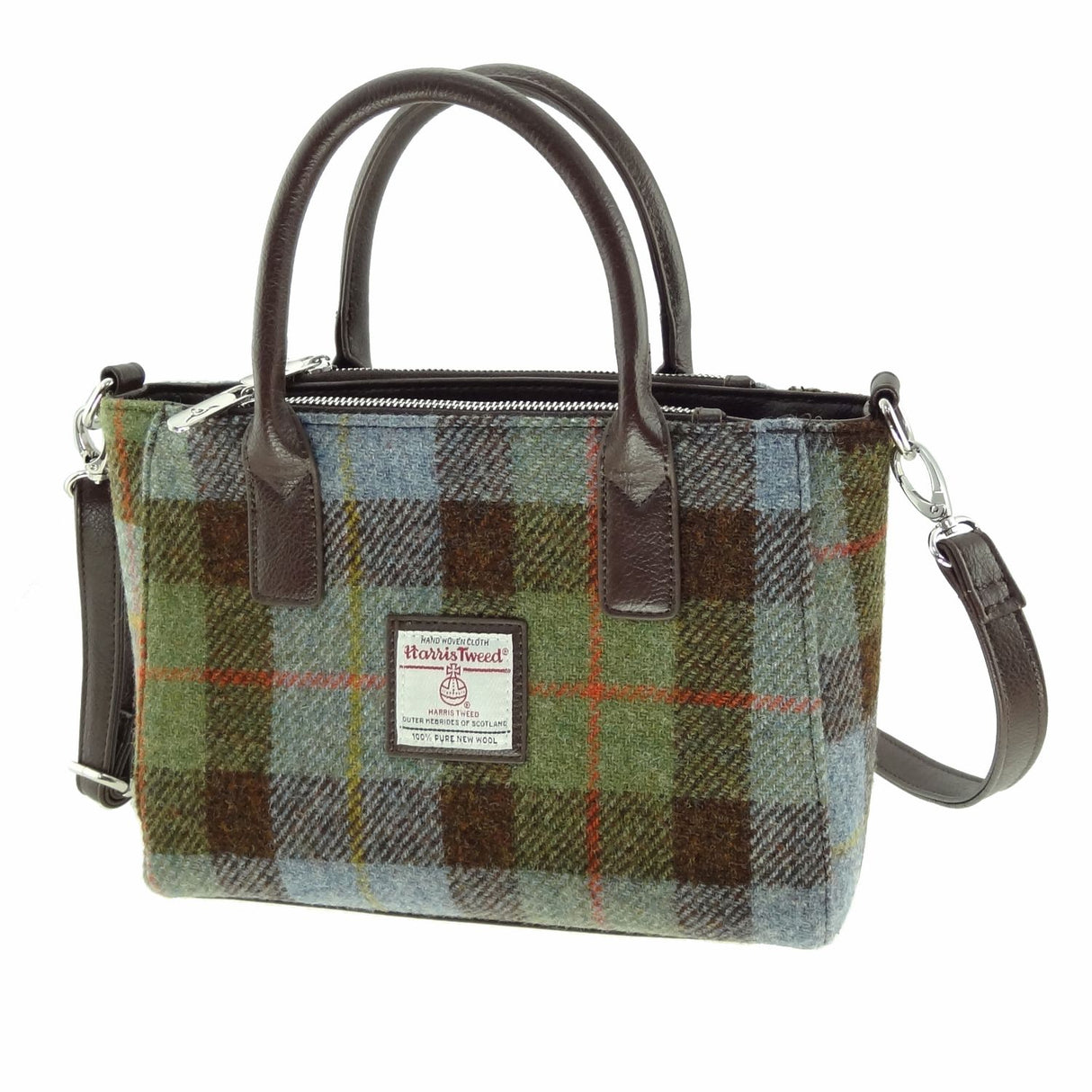 Brora Harris Tweed Small Tote Bag with Shoulder Strap MacLeod Tartan