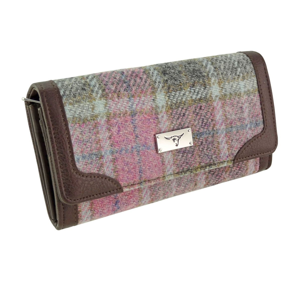 Bute Harris Tweed Long Purse with Zip/Card Soft Pink Buchanan